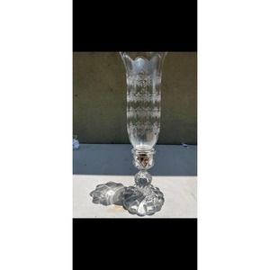 BACCARAT CRYSTAL ACANTHUS AND HURRICANE SHADE SWIRL BAMBOUS CANDLE STICK HOLDER